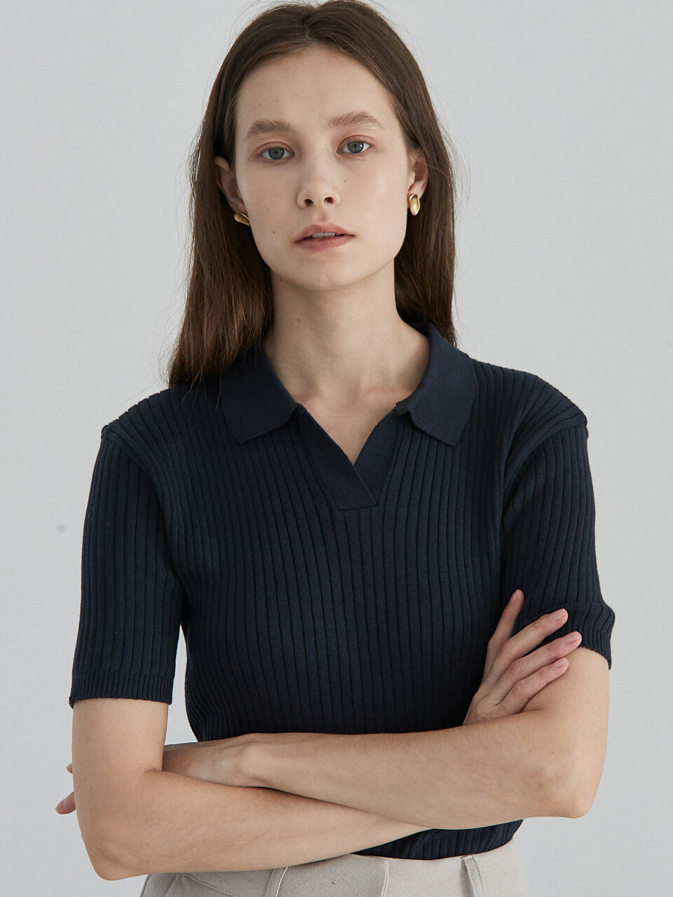 ouie cotton collar knit 2colors