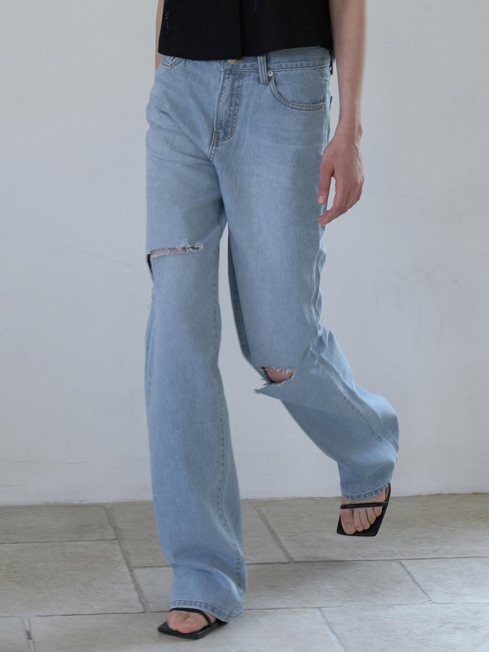 ouie Cut-out Open Wide Denim [Light Blue] (OU1678)