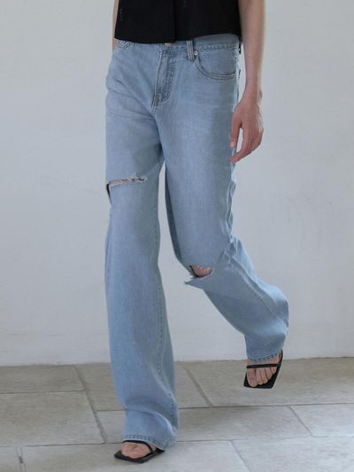 ouie Cut-out Open Wide Denim [Light Blue] (OU1678)
