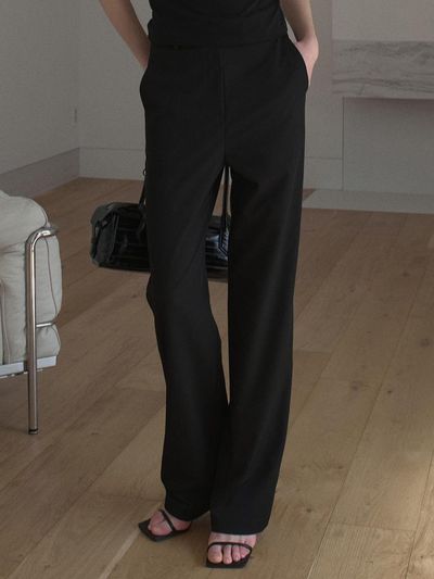 ouie Daily Semi-Wide Slacks Trousers [Black] (OU1634)
