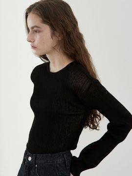 ouie linen seethrough knit (black)