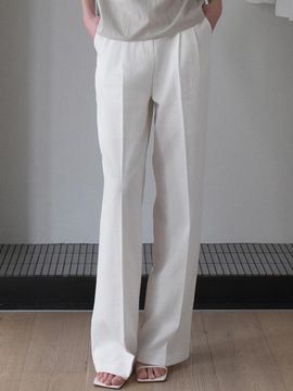 ouie Natural Wrinkled Pin-tuck Trousers [White] (OU1630)
