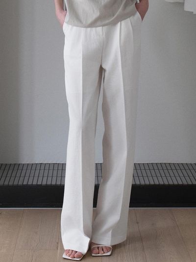 ouie Natural Wrinkled Pin-tuck Trousers [White] (OU1630)