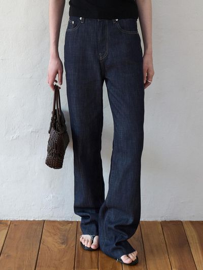 ouie Non-fade Summer Boot-cut Denim Pants [Black] (OU1679)