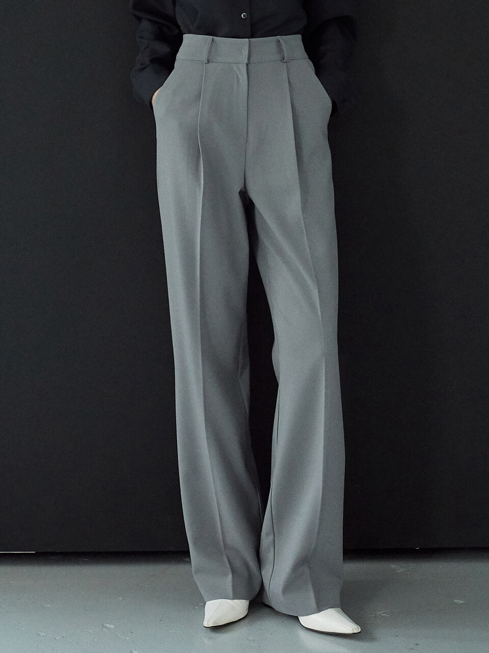 ouie (OU774) Maxi Wide Slacks_Gray