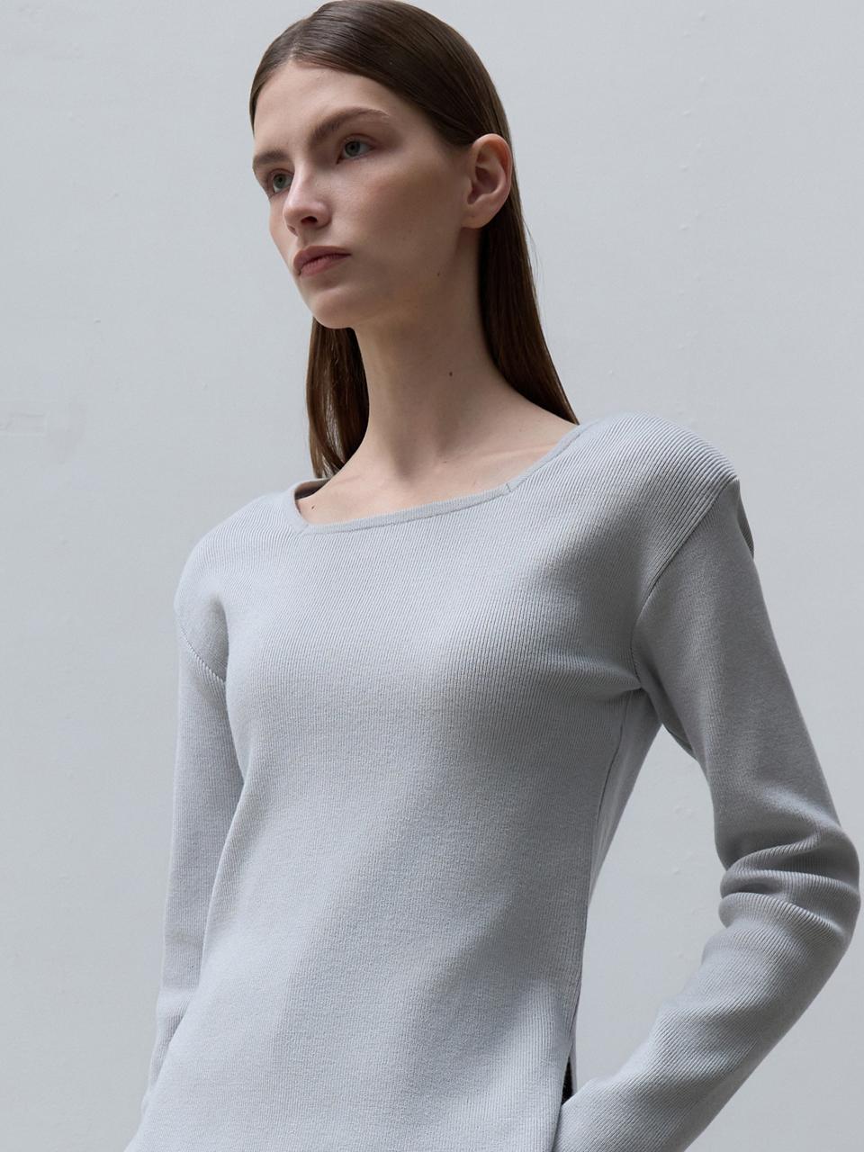 ouie Padded Basic Square Neck Knit Top OU1293