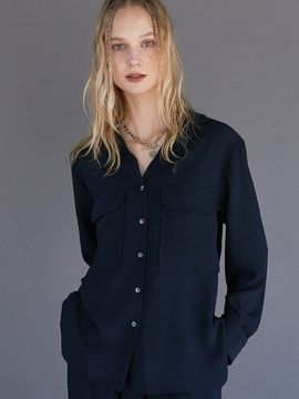 ouie Pocket Loose Blouse_Deep Navy