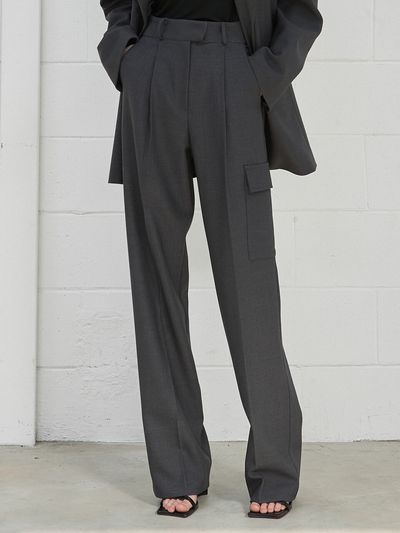 ouie Pocket Wide Slacks _Charcoal