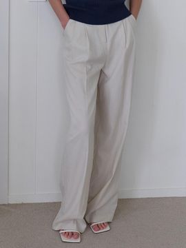 ouie Rayon Summer Pin Tuck Slacks_Greyish Beige