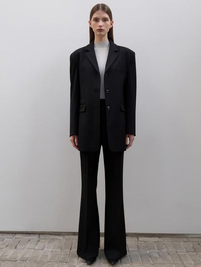 ouie [Set] Three-Button Slim Jacket + Bootcut Slacks