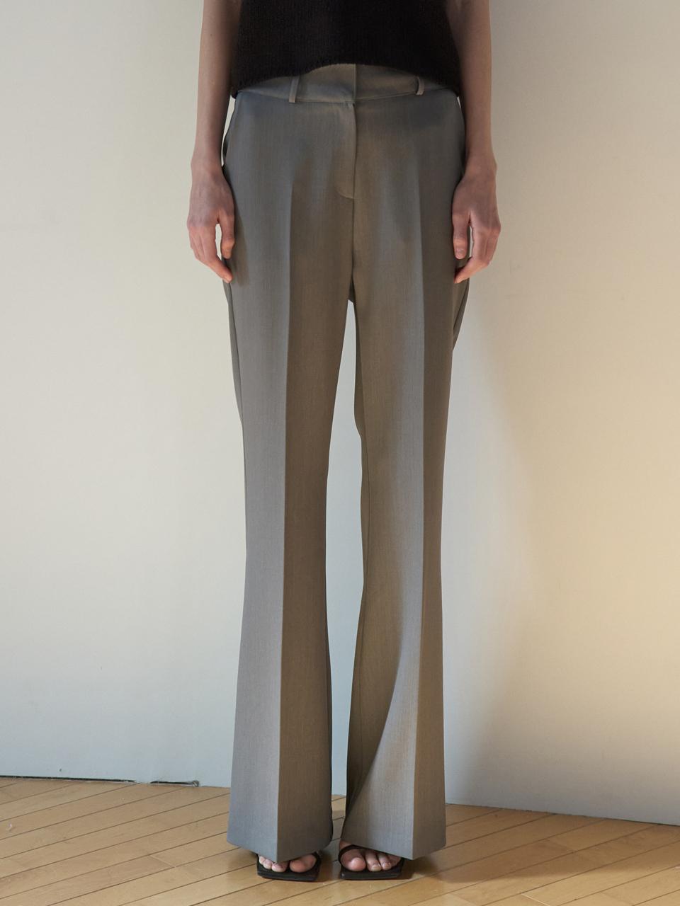 ouie Spring Semi Boot-Cut Polyester Slacks [Stone Gray] (OU1596)