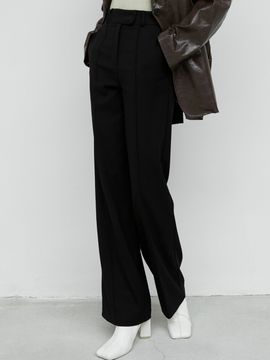 ouie Stitch Pocket Wide-Leg Slacks - Black OU1184