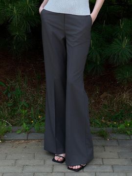 ouie Tencel Wool Summer Bootcut Pants - Brown Khaki