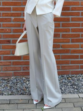 ouie Tencel Wool Summer Bootcut Pants - Grayish Beige