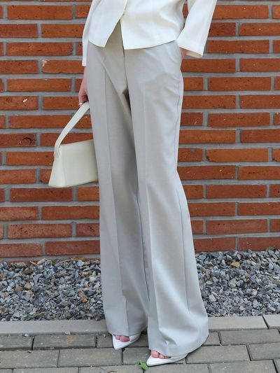 ouie Tencel Wool Summer Bootcut Pants - Grayish Beige