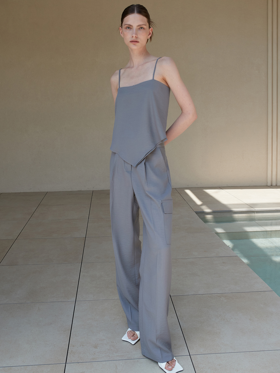 ouie Tie Detail Scarf Top and Cool Pocket Pants