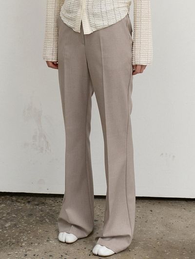 ouie wool slightly-bootcut slacks - deep beige