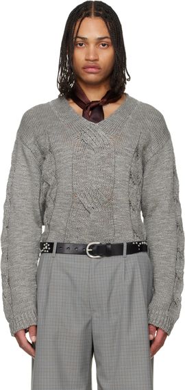 OUR LEGACY OUR LEGACY Gray Link V-Neck Sweater
