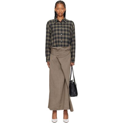 OUR LEGACY OUR LEGACY Green & Taupe Twisted Shirt Maxi Dress