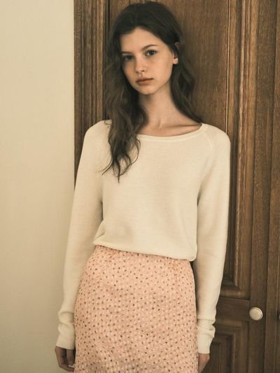 OUR NOSTALGIA Boatneck Raglan Knit Sweater [Ivory] (OC25-KN04)
