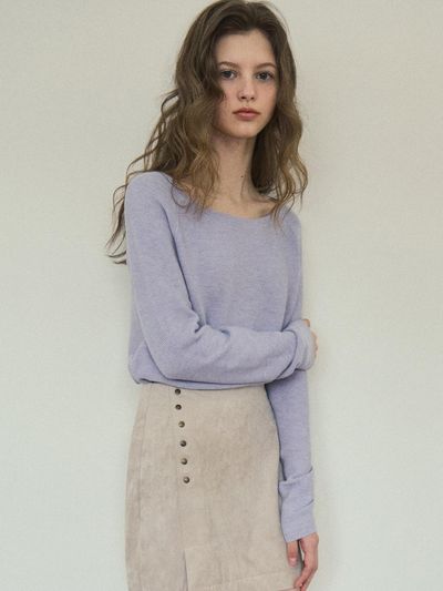 OUR NOSTALGIA Boatneck Raglan Knit Sweater [Lavender fog] (OC25-KN04)