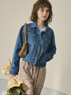 OUR NOSTALGIA Classic Denim Rider Motorcycle Blazer [Deep Blue] (OC25-OT02)