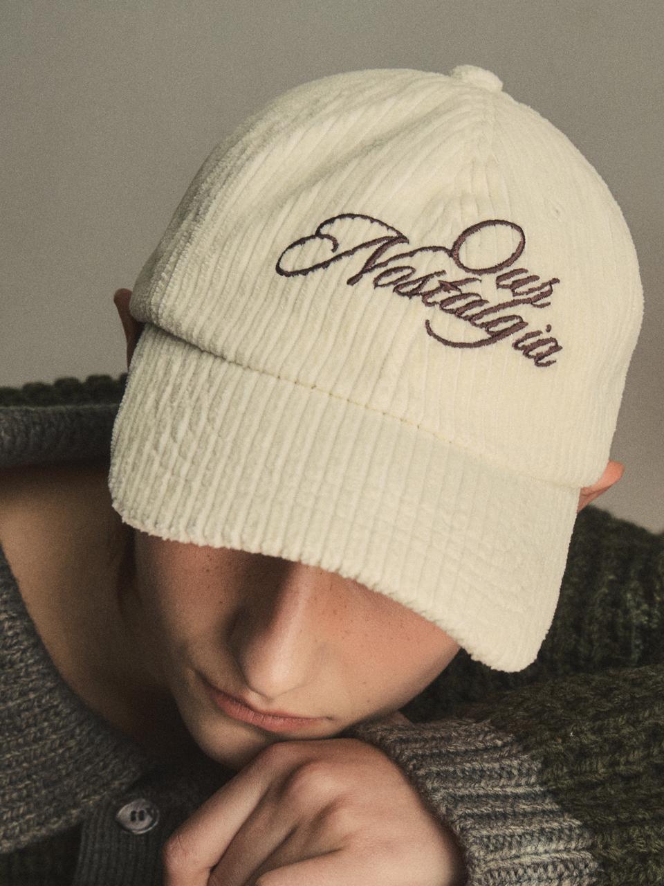 OUR NOSTALGIA corduroy our lettering ball cap_3color