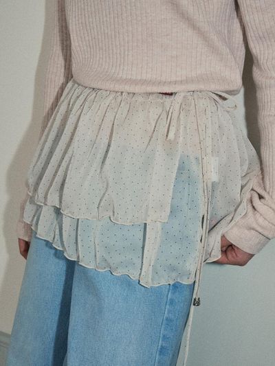 OUR NOSTALGIA Dot Shirring Wrap Skirt _3Color(O25-SK04)