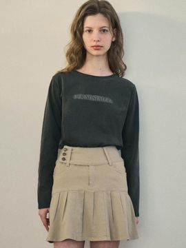 OUR NOSTALGIA Pigment Logo Sleeve T-Shirt [Charcoal] (O25-TP06)