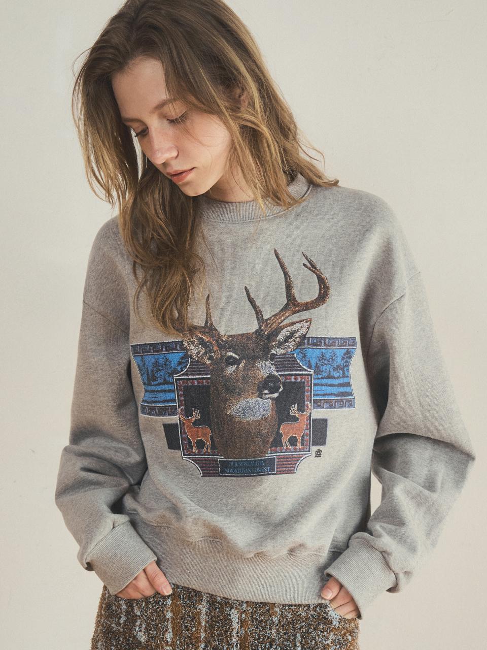 OUR NOSTALGIA vintage graphic sweatshirt_Gray