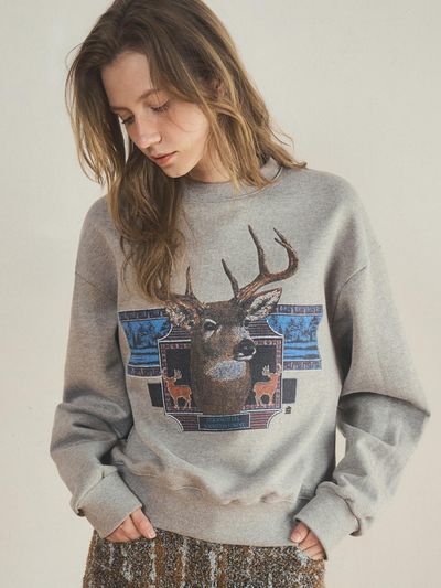 OUR NOSTALGIA vintage graphic sweatshirt_Gray