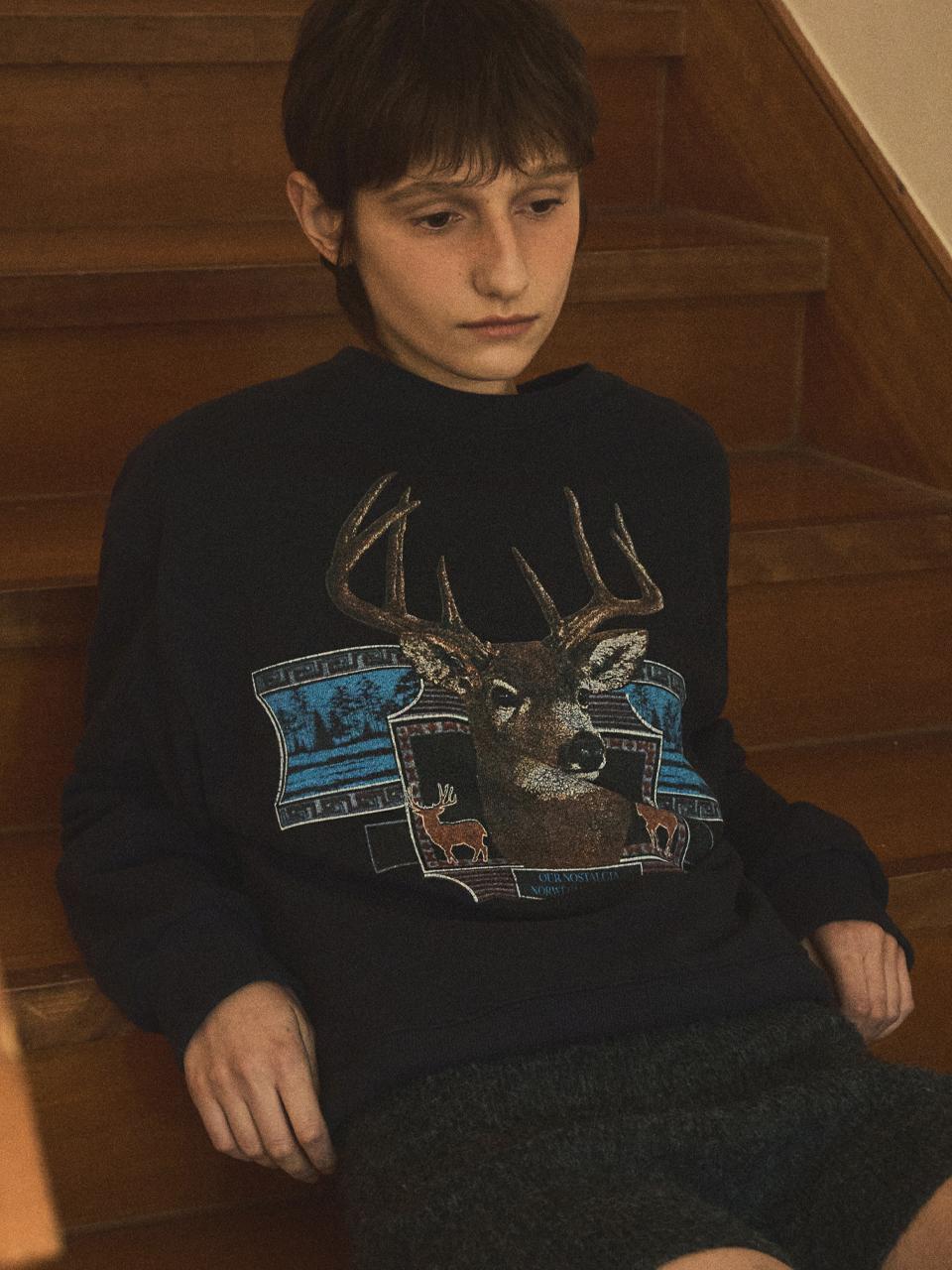 OUR NOSTALGIA vintage graphic sweatshirt_Navy