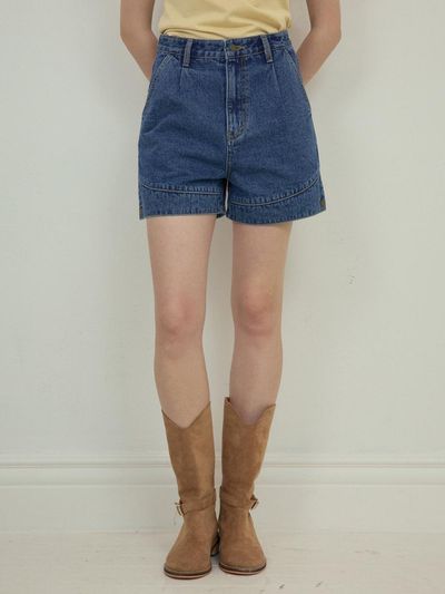 OUR NOSTALGIA Work Denim Shorts [Deep blue] (O25-PT05)