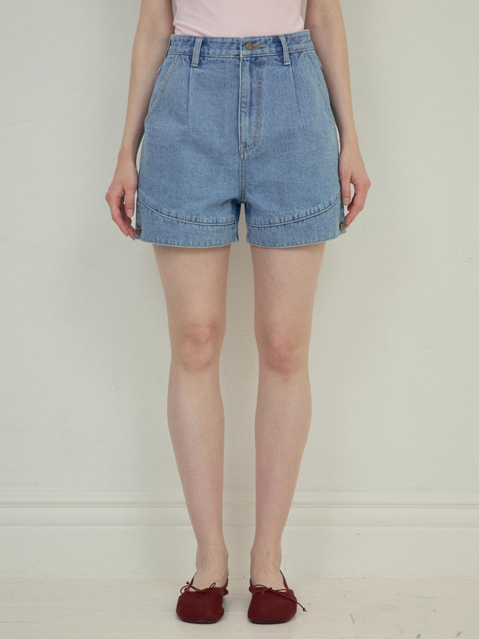 OUR NOSTALGIA Work Denim Shorts [Light blue] (O25-PT05)