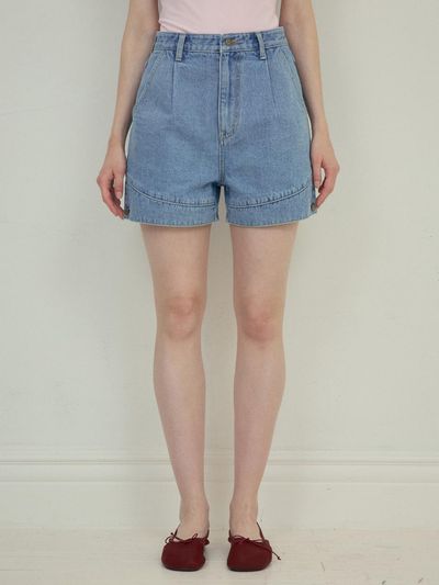 OUR NOSTALGIA Work Denim Shorts [Light blue] (O25-PT05)