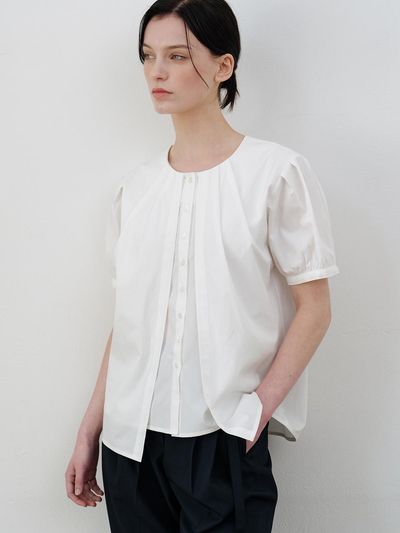 ourcomos Comos 1130 Pin Tuck Detail Layered Blouse