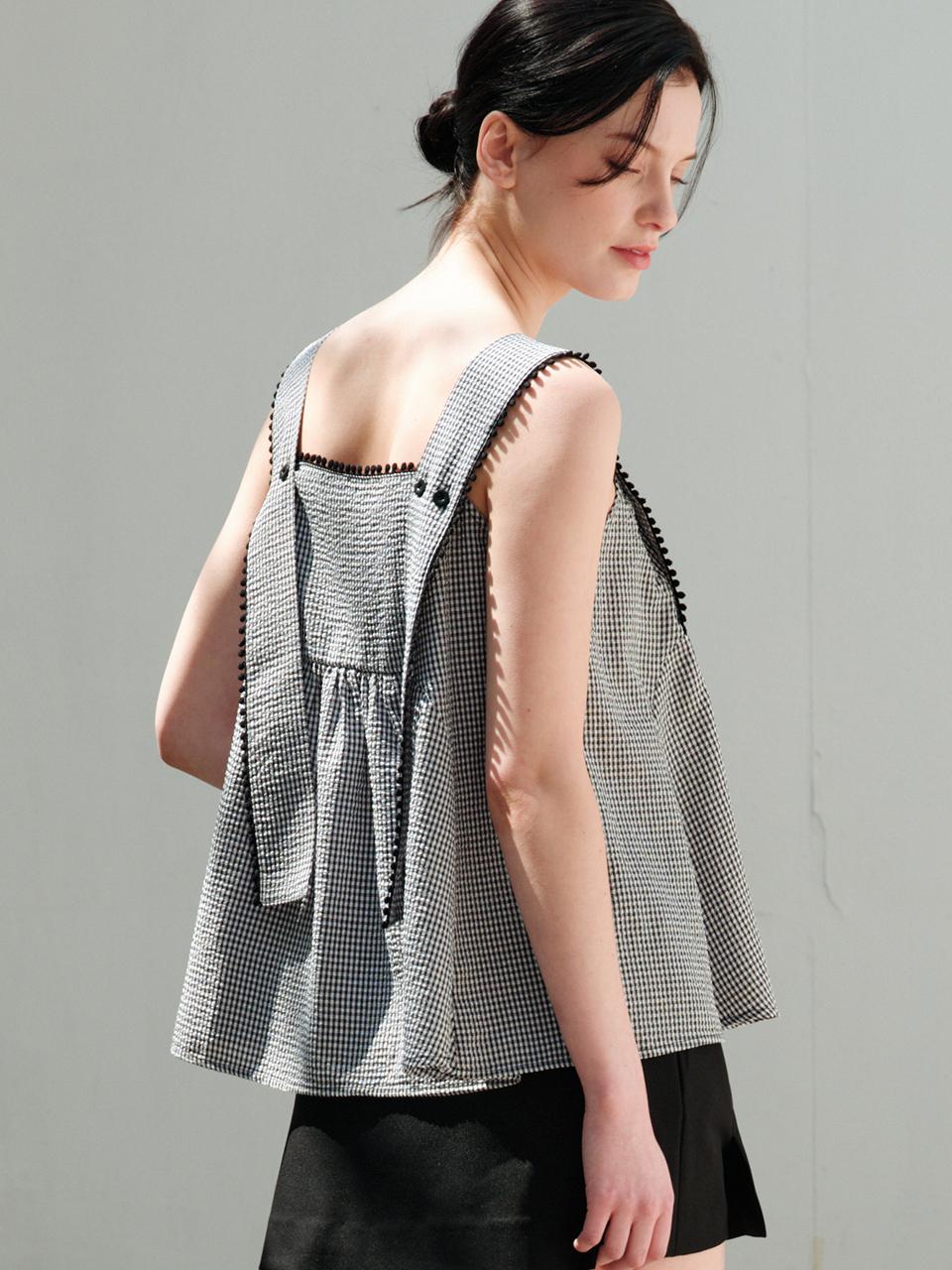 ourcomos Comos 1136 Wide Strap Flare Blouse