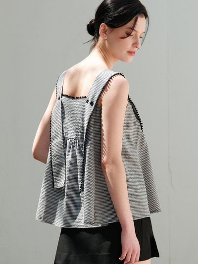 ourcomos Comos 1136 Wide Strap Flare Blouse