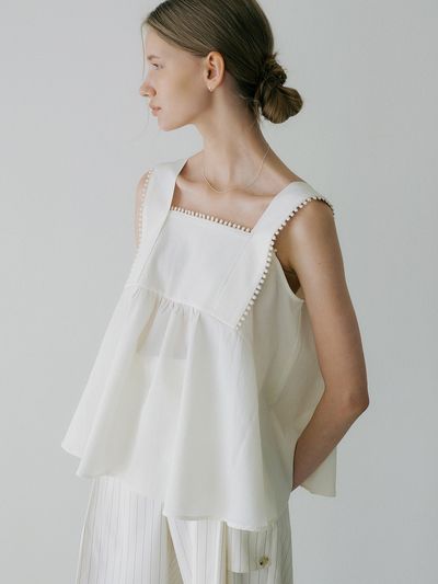 ourcomos Comos 889 Wide Strap Flared Blouse