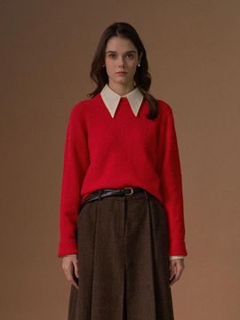ourmur Alpaca Boucle Round Knitwear [Red]
