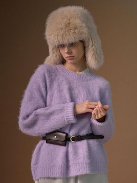 ourmur Soft Mohair Semi-Oversized Knitwear [PURPLE]