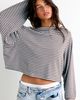 Out From Under Out From Under All Nighter Striped Off-The-Shoulder Sweatshirt in Blue Stripe, Women's at Urban Outfitters - 1