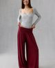 Out From Under Out From Under Angel Kiss Jersey Knit Foldover Wide Leg Pants in Maroon, Women's at Urban Outfitters - 1