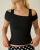 Out From Under Out From Under Bec Asymmetric Cold Shoulder Layered Tee in Black, Women's at Urban Outfitters - 1