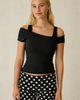 Out From Under Out From Under Bec Asymmetric Cold Shoulder Layered Tee in Black, Women's at Urban Outfitters - 4