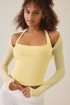 Out From Under Out From Under Bec Mesh Long Sleeve Shrug Top in Black, Women's at Urban Outfitters