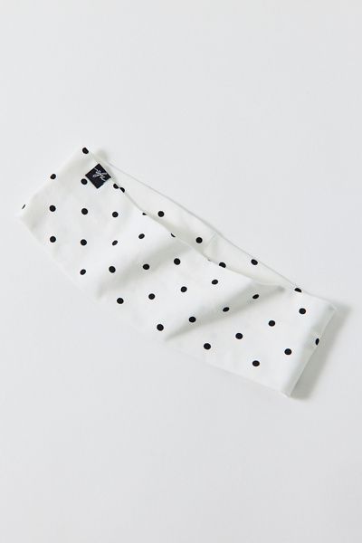 Out From Under Out From Under Bec Soft Headband in White/Black Polka Dot, Women's at Urban Outfitters