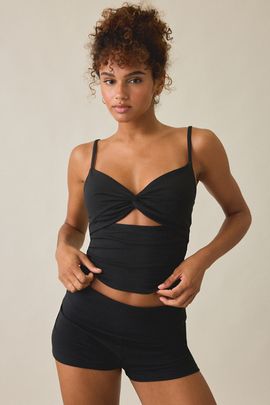 Out From Under Out From Under Bec Twist-Front Cropped Cami in Black, Women's at Urban Outfitters