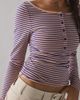 Out From Under Out From Under Betty Boatneck Long Sleeve Henley Top in Navy/Peach, Women's at Urban Outfitters - 4