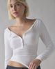 Out From Under Out From Under Betty Boatneck Long Sleeve Henley Top in White, Women's at Urban Outfitters - 1